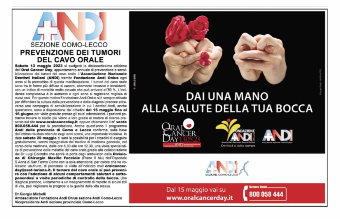 ANDI Como-Lecco promuove Oral Cancer Day